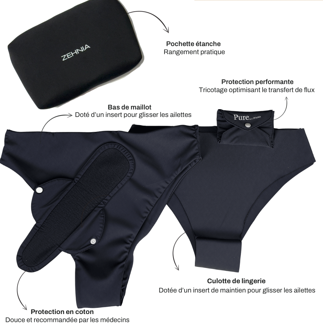 PACK DÉCOUVERTE - BAS DE MAILLOT ; CULOTTE ET PADS MENSTRUELS - FLUX LÉGER À MOYEN - Image 3