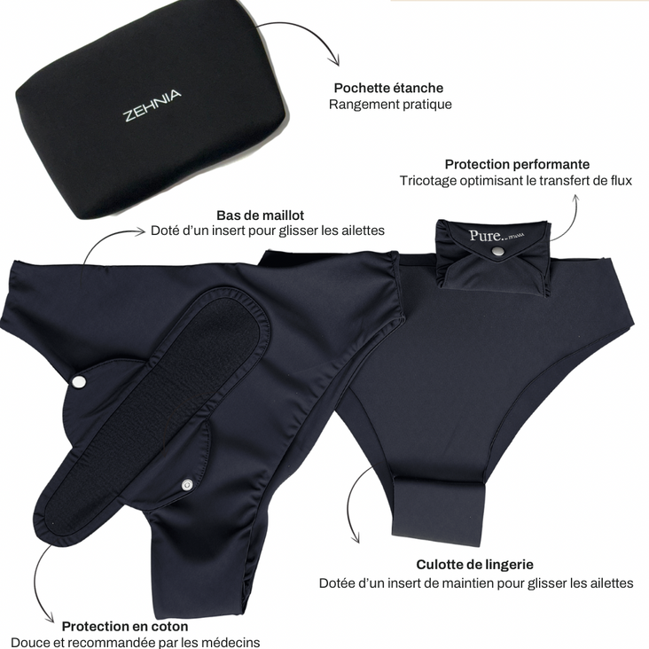 PACK DÉCOUVERTE - BAS DE MAILLOT ; CULOTTE ET PADS MENSTRUELS - FLUX LÉGER À MOYEN - Image 3
