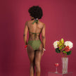 DAHLIA OLIVE - ENSEMBLE MAILLOT MENSTRUEL RÉVERSIBLE- FLUX LÉGER À MOYEN