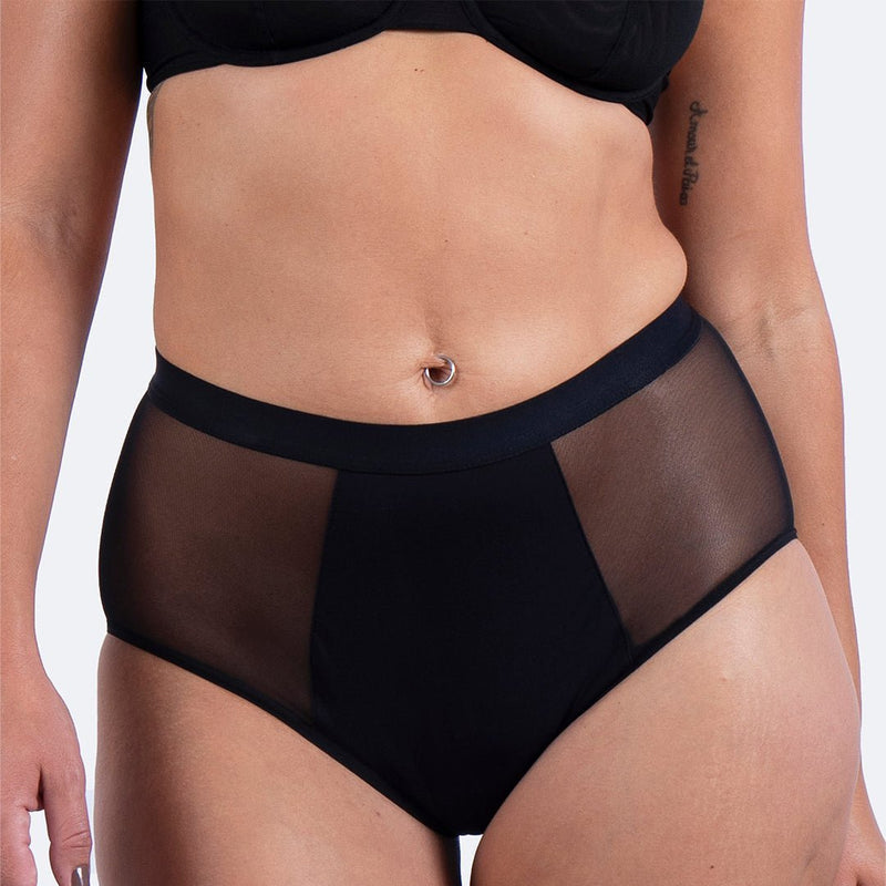 CULOTTE MENSTRUELLE - TAILLE HAUTE TULLE NOIRE - FLUX ABONDANTS