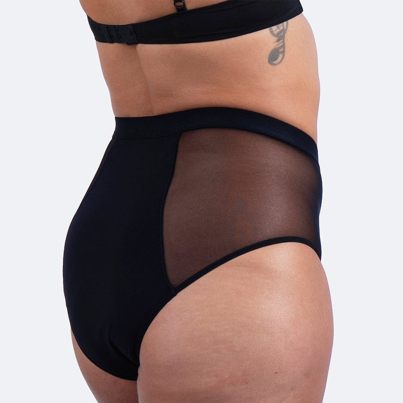CULOTTE MENSTRUELLE - TAILLE HAUTE TULLE NOIRE - FLUX ABONDANTS
