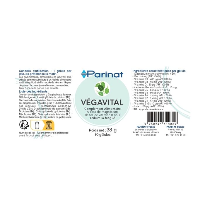 VEGAVITAL I VITAMINES B9 ET B12 - VITALITÉ ET ENERGIE